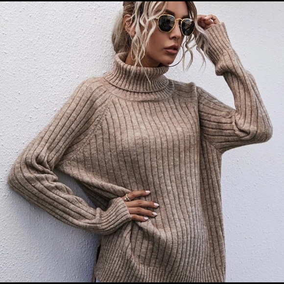 KHAKI TURTLENECK SWEATER - Picture 6 of 6